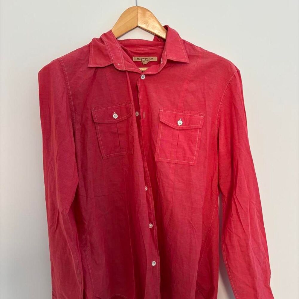 John-varvatos Men's Red and Pink Shirt